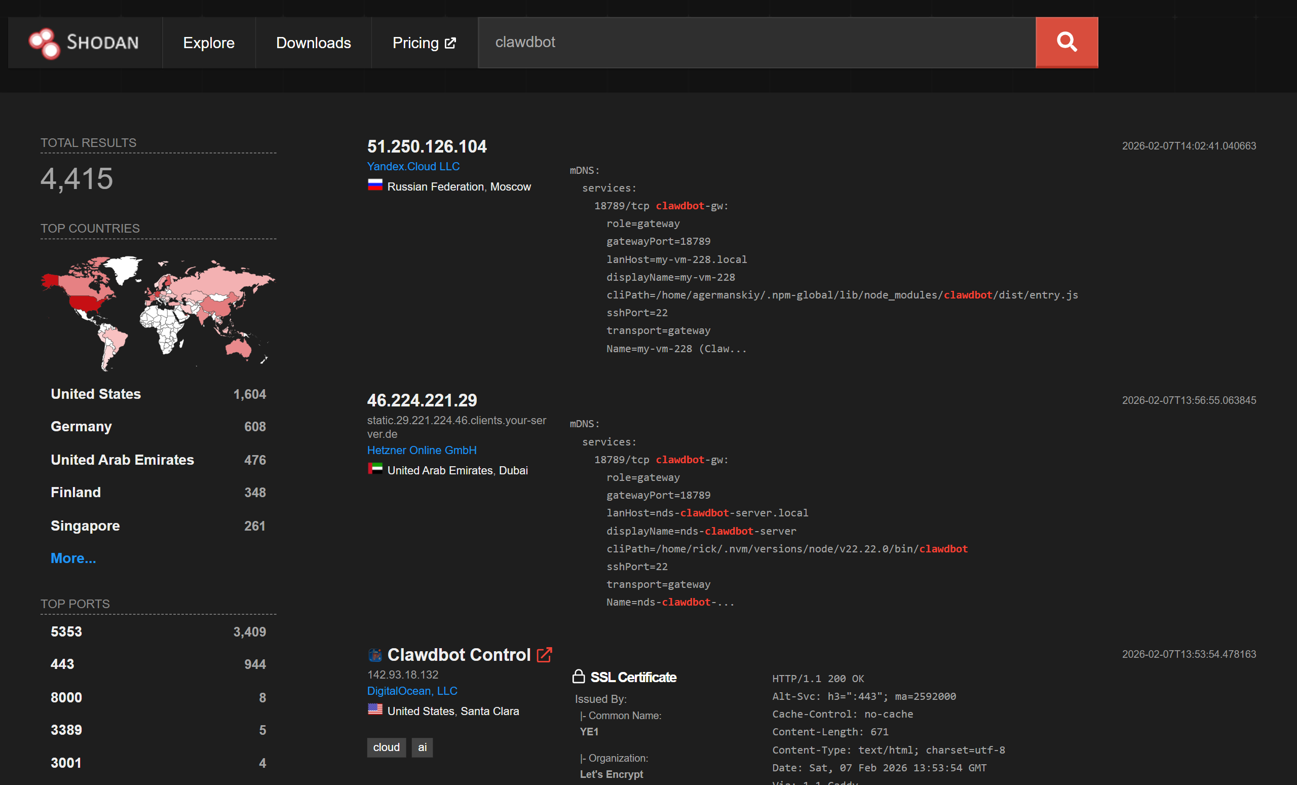 Shodan Search for 'clawdbot', now OpenClaw